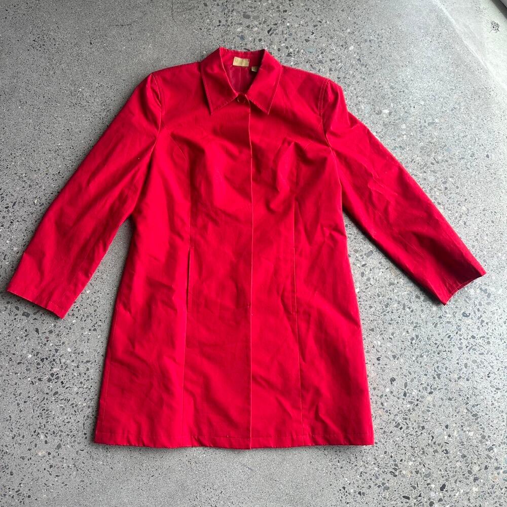 Caslon Women’s Petite M Red Cotton Lined Jacket Minimal Tailored Trench